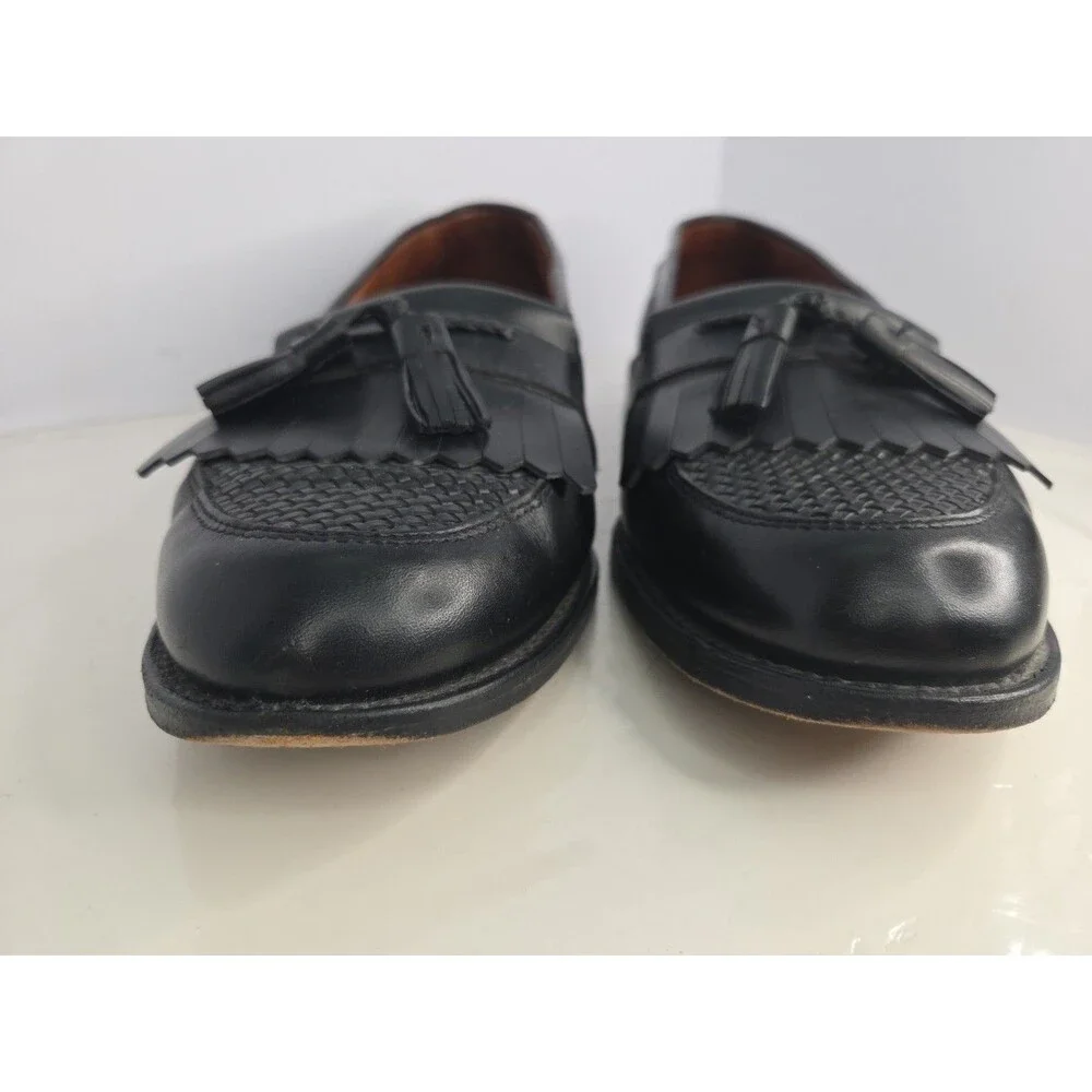 Allen Edmonds 'Cody' Black Leather Dress Loafer Woven Detail &Tassels S 14 EUC